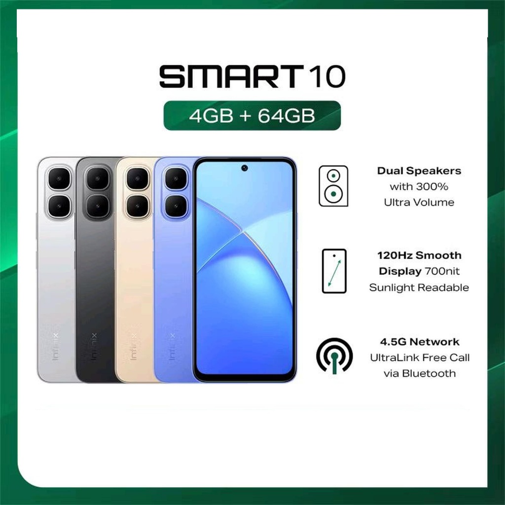 INFINIX SMART 10 4/64GB & 4/128GB SECOND Infinix Smart 10 4/128GB ~ 4/64GB ~3/64GB - Up to 8GB Exten