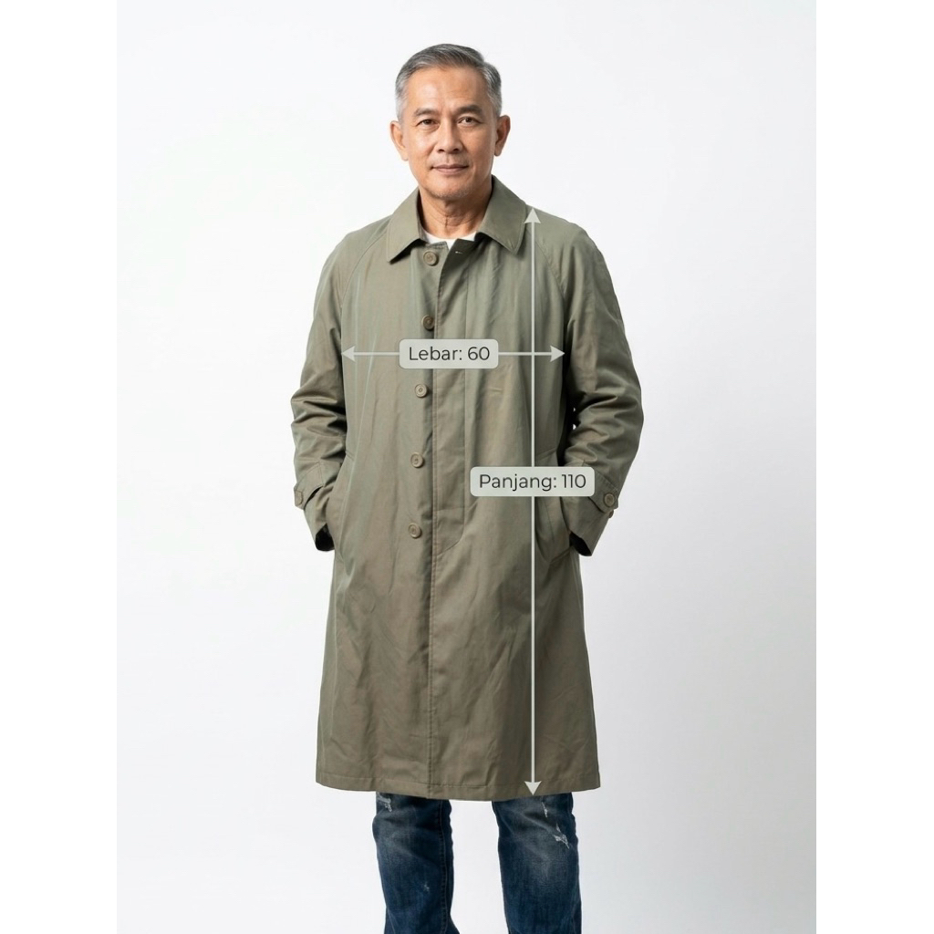 Cambridge Members Trench Coat mantel jubah Original - Green Sage second