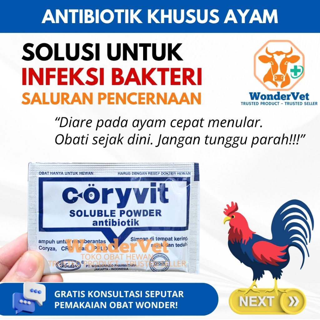 Coryvit Powder - Diare ayam burung unggas