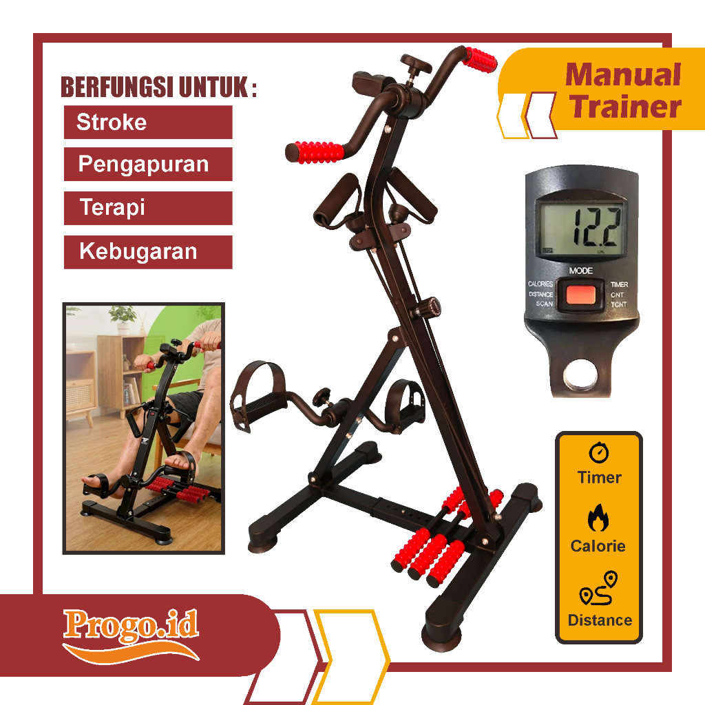 Manual Trainer Terapi Sepeda Statis Multifungsi Cardio Sepeda Fitness Lansia Alat Olahraga Pengecil