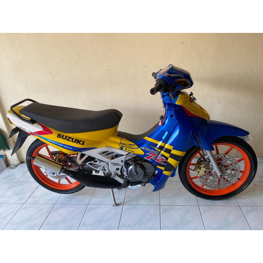 SUZUKI SATRIA R 120 SURAT LENGKAP STNK BPKB PAJAK ON TANGAN PERTAMA ASLI KUNING BIRU