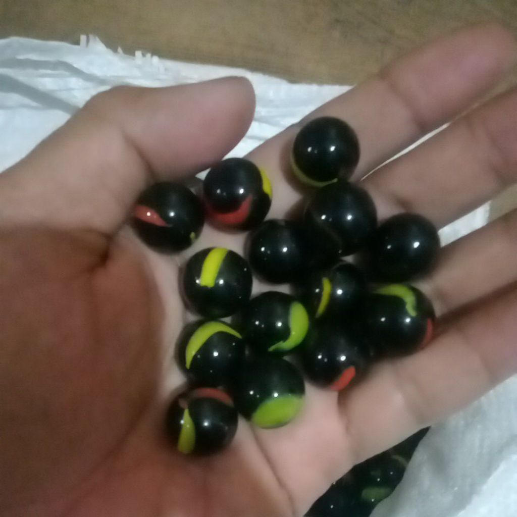 100 Pcs Kelereng Metalik Hitam - Kebiruan, Keren, Tahan Lama