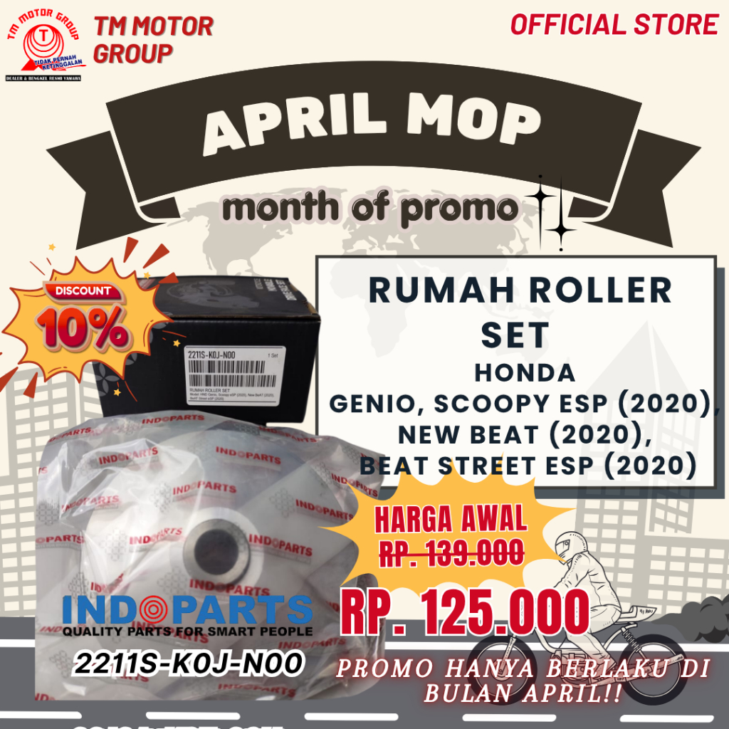 RUMAH ROLLER SET HONDA GENIO, SCOOPY ESP (2020), NEW BEAT (2020), BEAT STREET ESP (2020)  FI ORIGINA