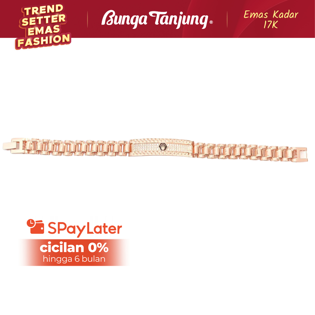 GELANG SISIK NAGA PLAT CROWN - EMAS 17K - BUNGA TANJUNG GOLD