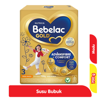 Bebelac Gold 3 Susu Bubuk Pertumbuhan Anak Madu 700 g / Vanilla 360 g / Soya 700 gram