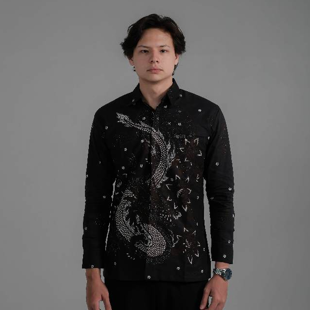 Arkana Batik Slimfit Motif Naga Hitam (Black Dragon)