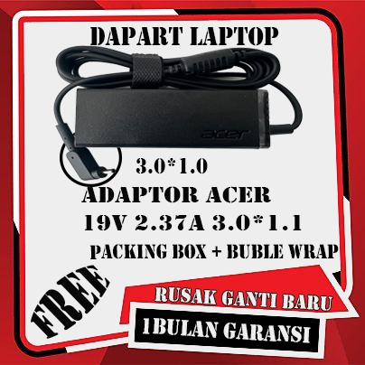 ADAPTOR CHARGER ACER Aspire 5 A314-22 A514-52 A514-52K P238-M 19V 2.37A 45W 3.0*1.1mm