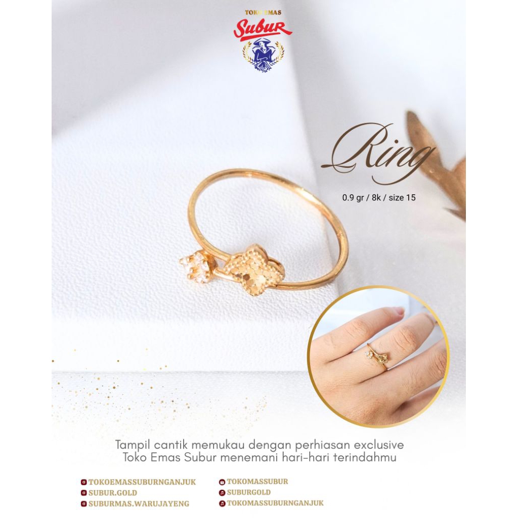 cincin emas model bunga 8k