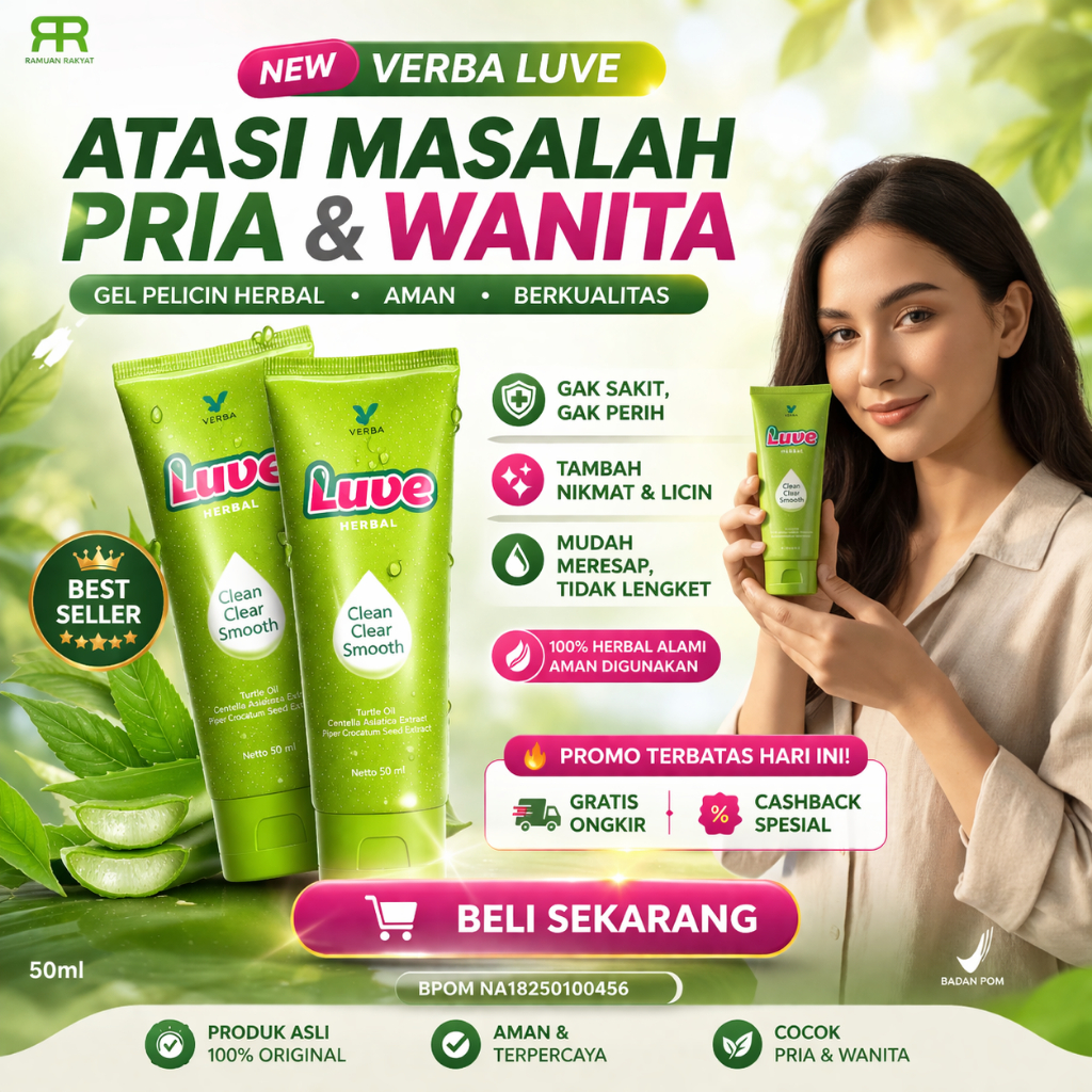 VERBA LUVE pelumas Sexs, pelicin bagi pria dan wanita licinnya maksimal tahan lama  Bahan Alami BPOM
