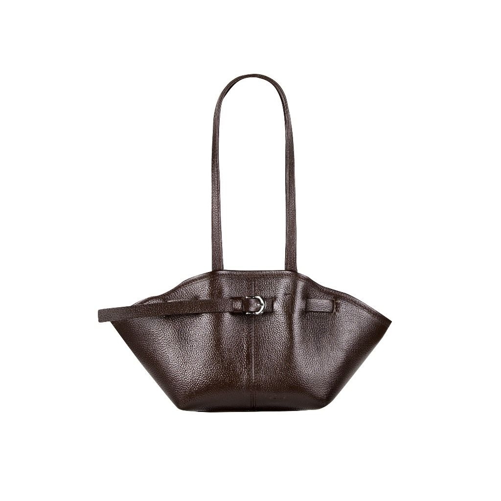 PRELOVED | PEAU Emma 2.0 Medium - Dark Brown drawstring bag leather tas kulit asli original cokelat 
