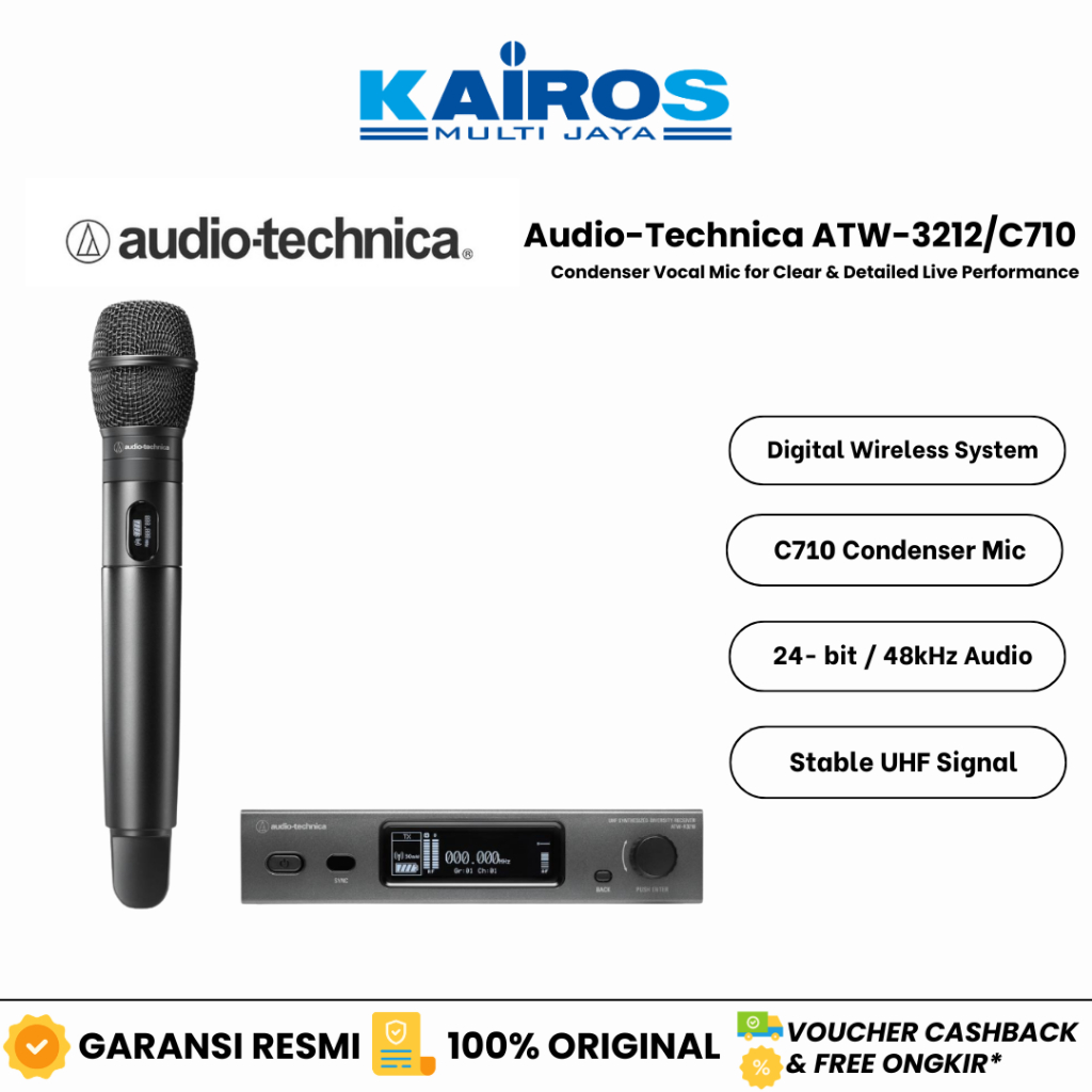 Audio-Technica ATW-3212/C710 Wireless Mic System with  Cardioid Condenser Handheld
