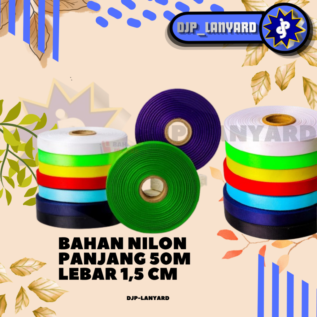 TALI NYLON ROLL 1.5 cm / bahan roll tali lanyard kartu polister bahan NYLON Licin ukuran 1,5cm
