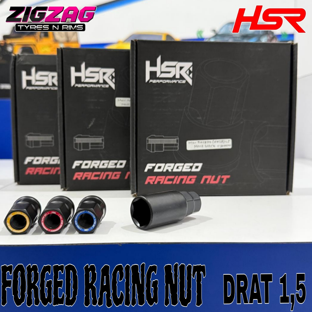 Mur Roda Racing HSR Forged Racing Nut Type Natsepa-Baut Roda Mobil Variasi drat 1,5