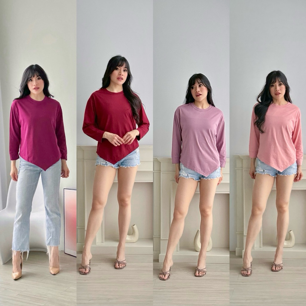 VIN - Kaos Valley Cewek Panjang Polos Premium Basic Oversize Top Tee