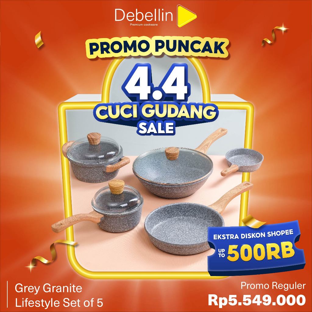 Debellin Premium Cookware Set - Grey Granite Lifestyle Package Set Of 5