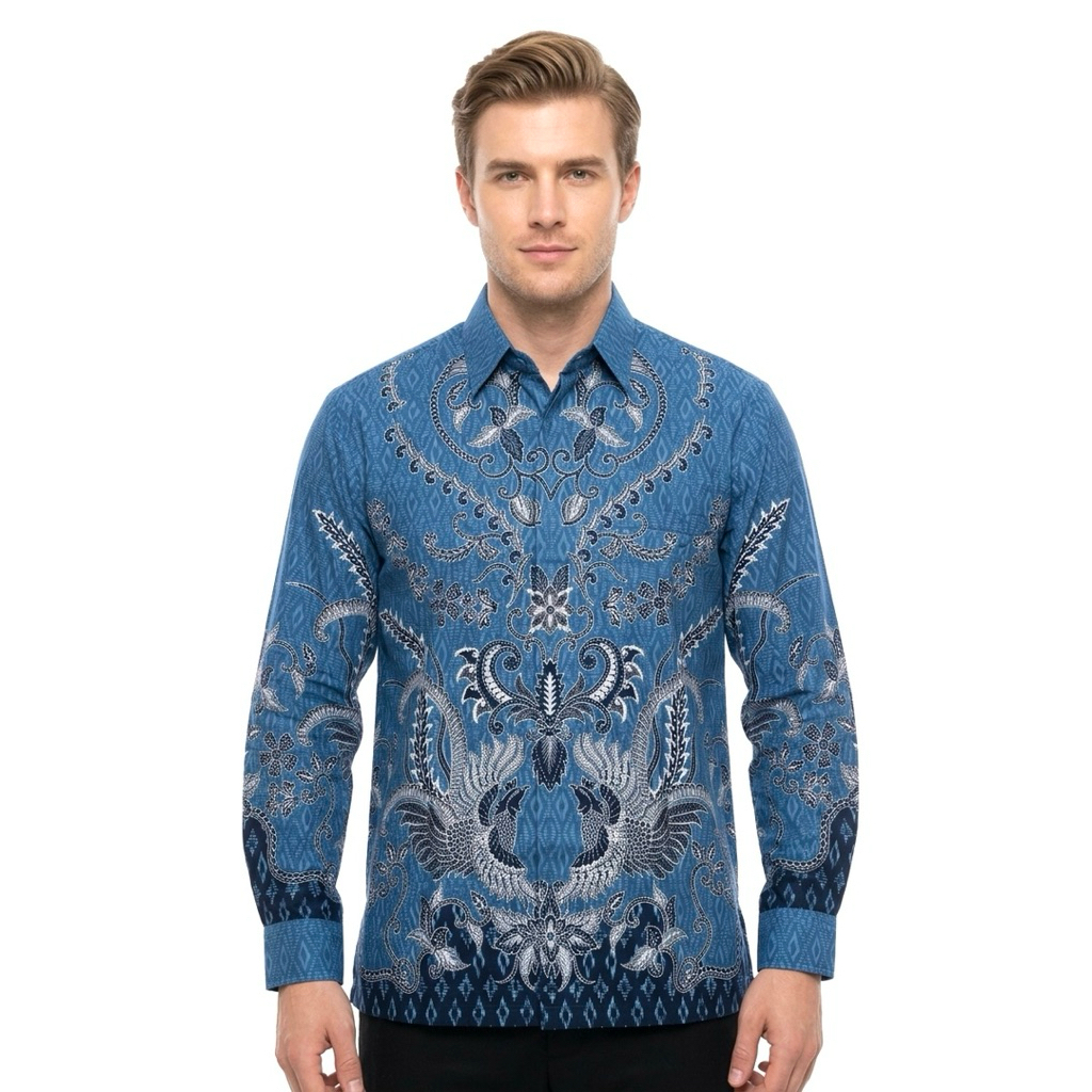 |Magnus| Kemeja Batik Pria Lengan Panjang Bahan katun 40s Motif Burung Merpati Lapis Furing Arrow Wa