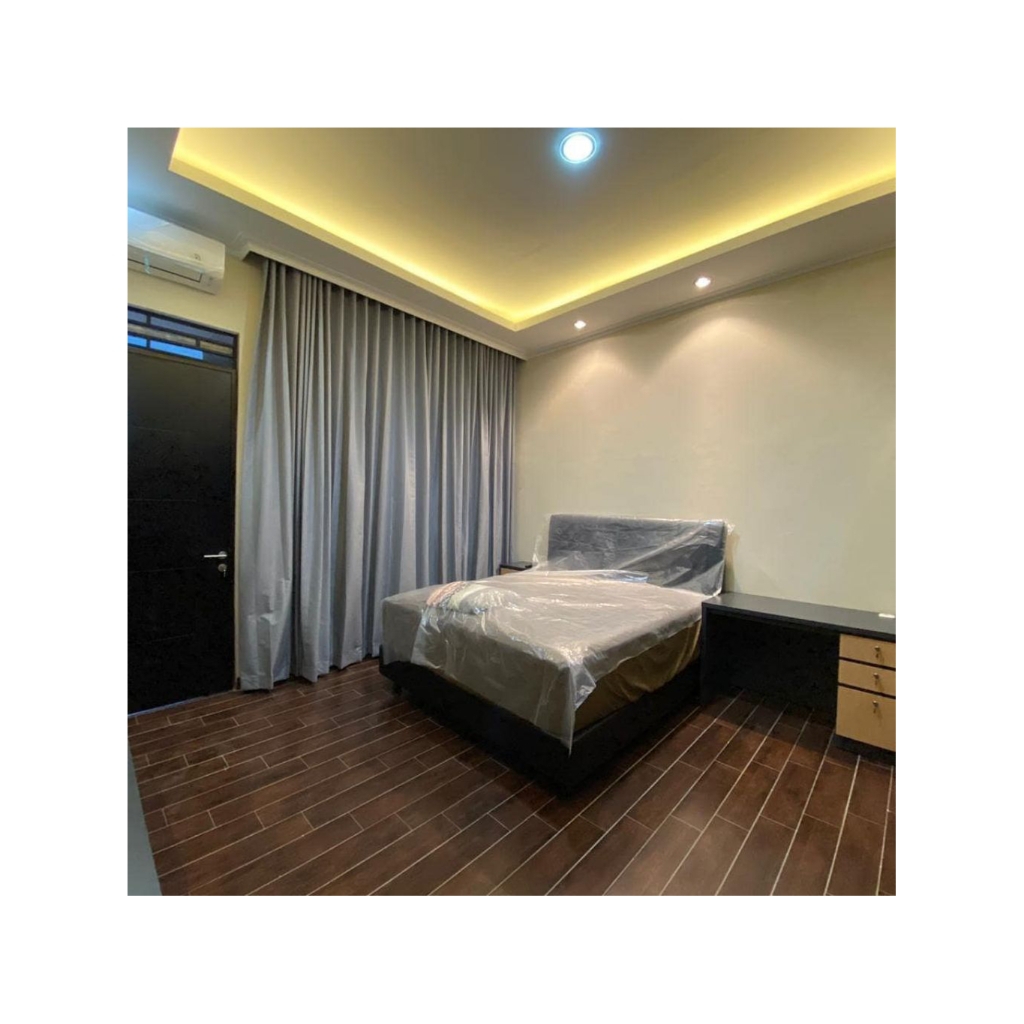 Jasa Custom Kamar set Utama (Bedroom Set Minimalis + Wardrobe + Backdrop TV + Meja Rias) Free Desain