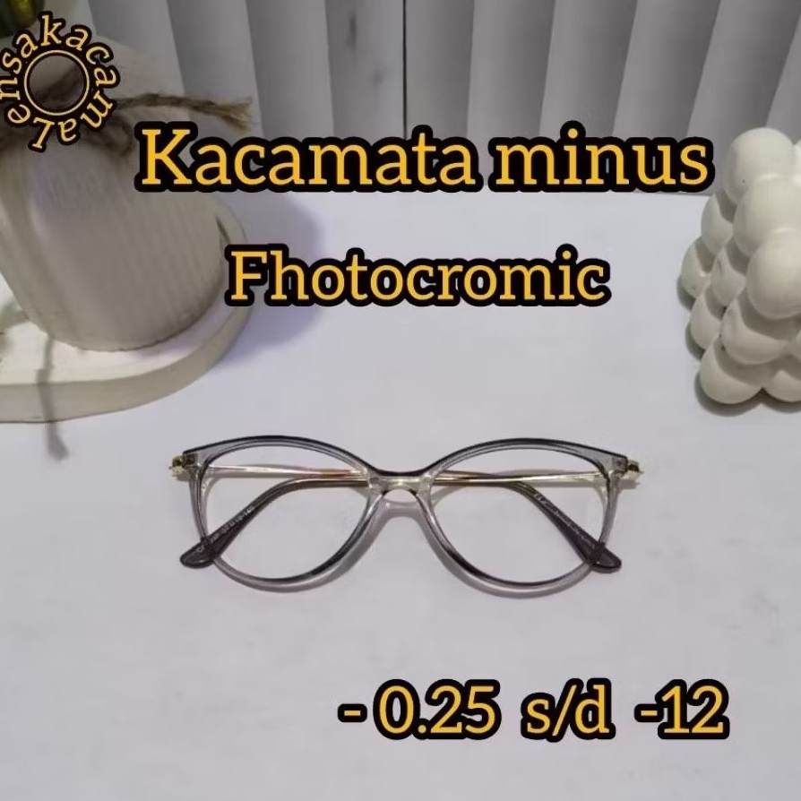 kacamata minus fhotocromic wanita -0.25 s/d -12 minus tinggi lensa tipis index1.67