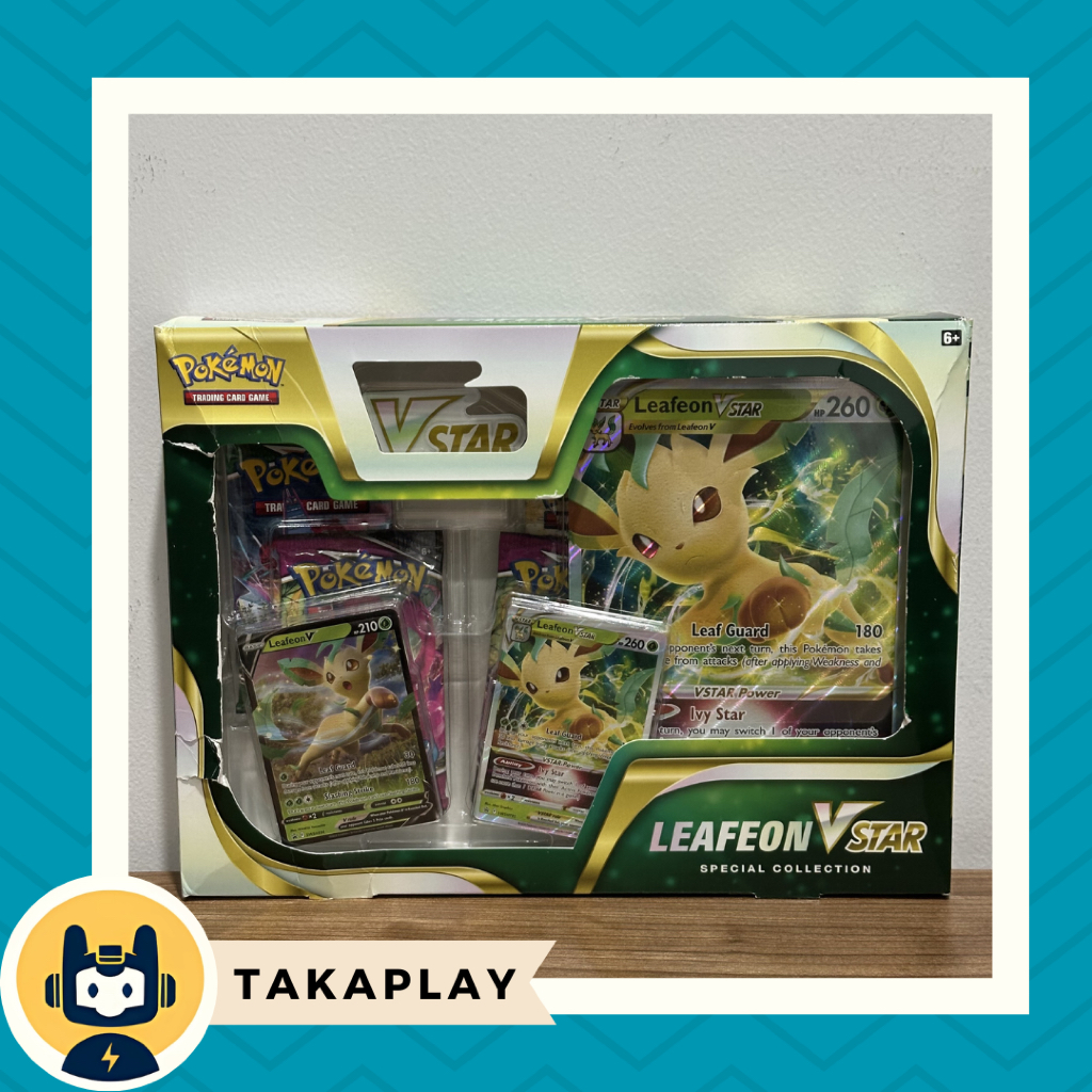 Kartu Pokemon TCG English Inggris Leafeon V Star Special Collection Box 4 Booster Packs Fusion Strik