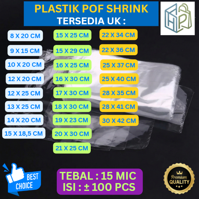 Haku Plastik Segel POF SHRINK Kantong Plastik Segel Majalah Buku HP Box Parfum Tipis 15 mic