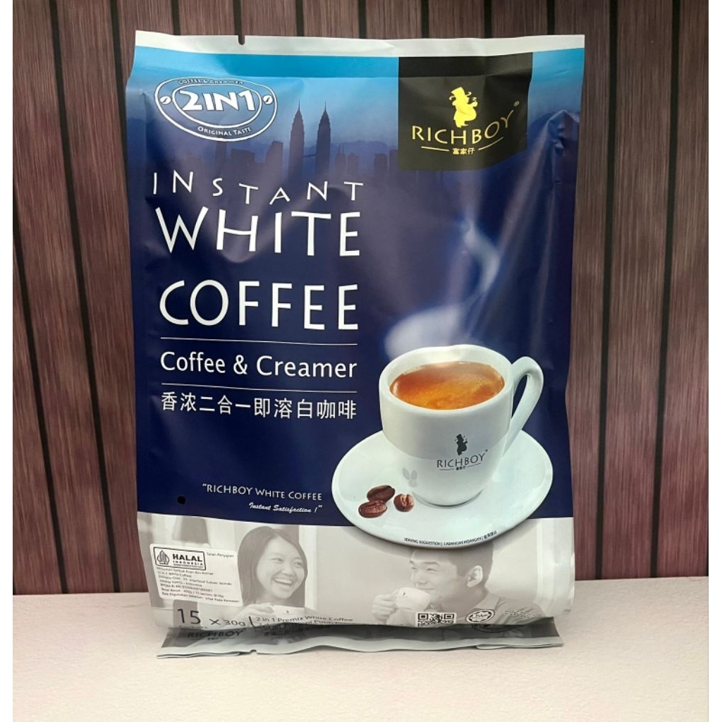 Instant Rich Boy White Coffee-Coffee &  Creamer Isi 15 stik