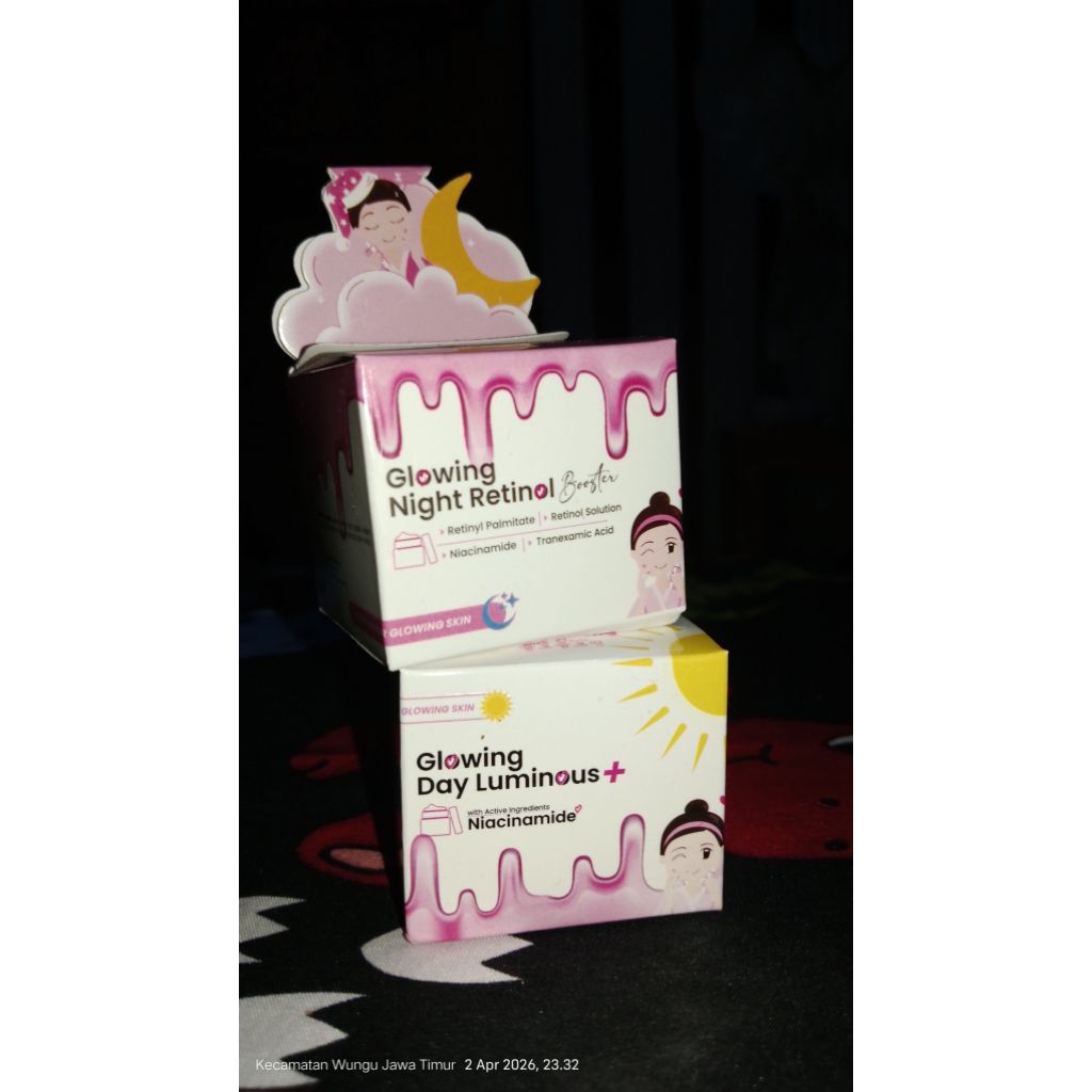 GLOGLOWING Night Cream - Pencerah Wajah, Anti-Penuaan, Retinol, 10g