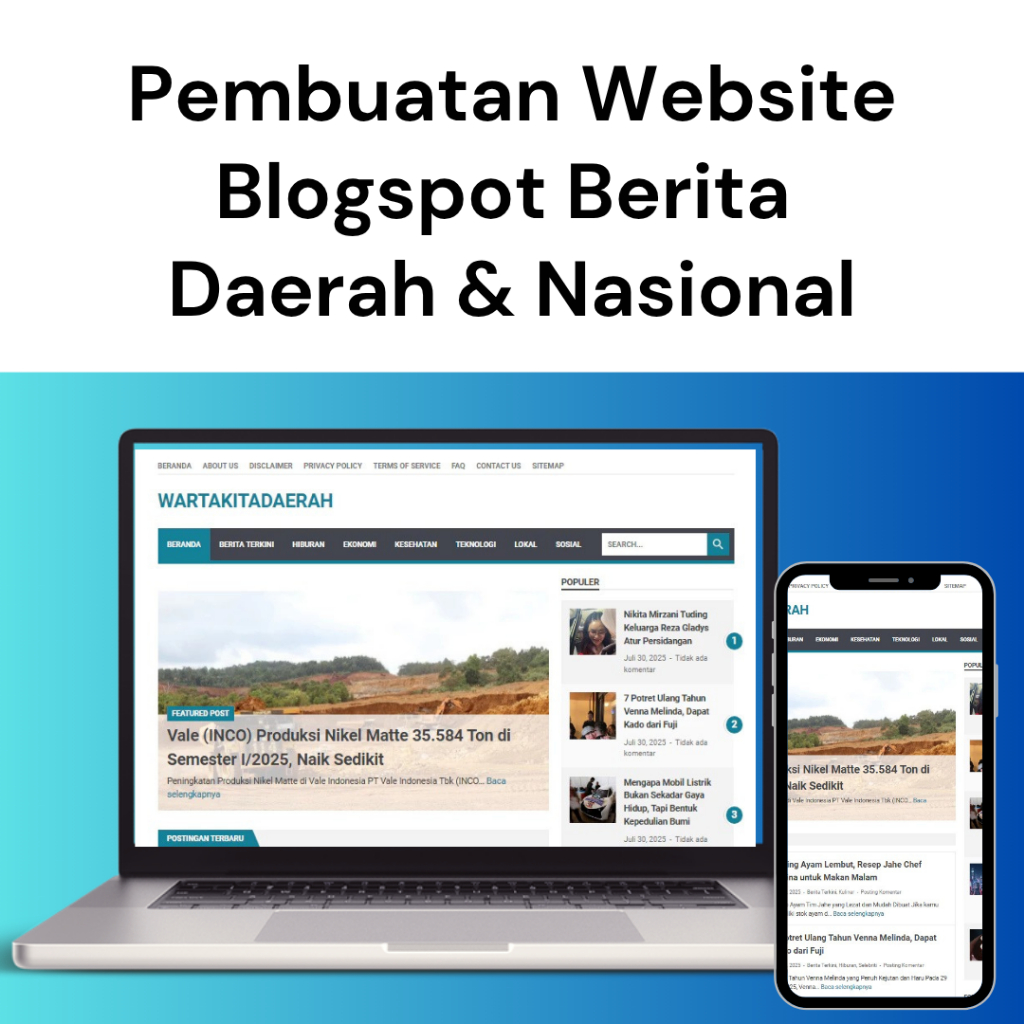 Jasa Pembuatan Website Blogspot Berita Daerah & Nasional Siap Pakai | Template Premium + Artikel SEO