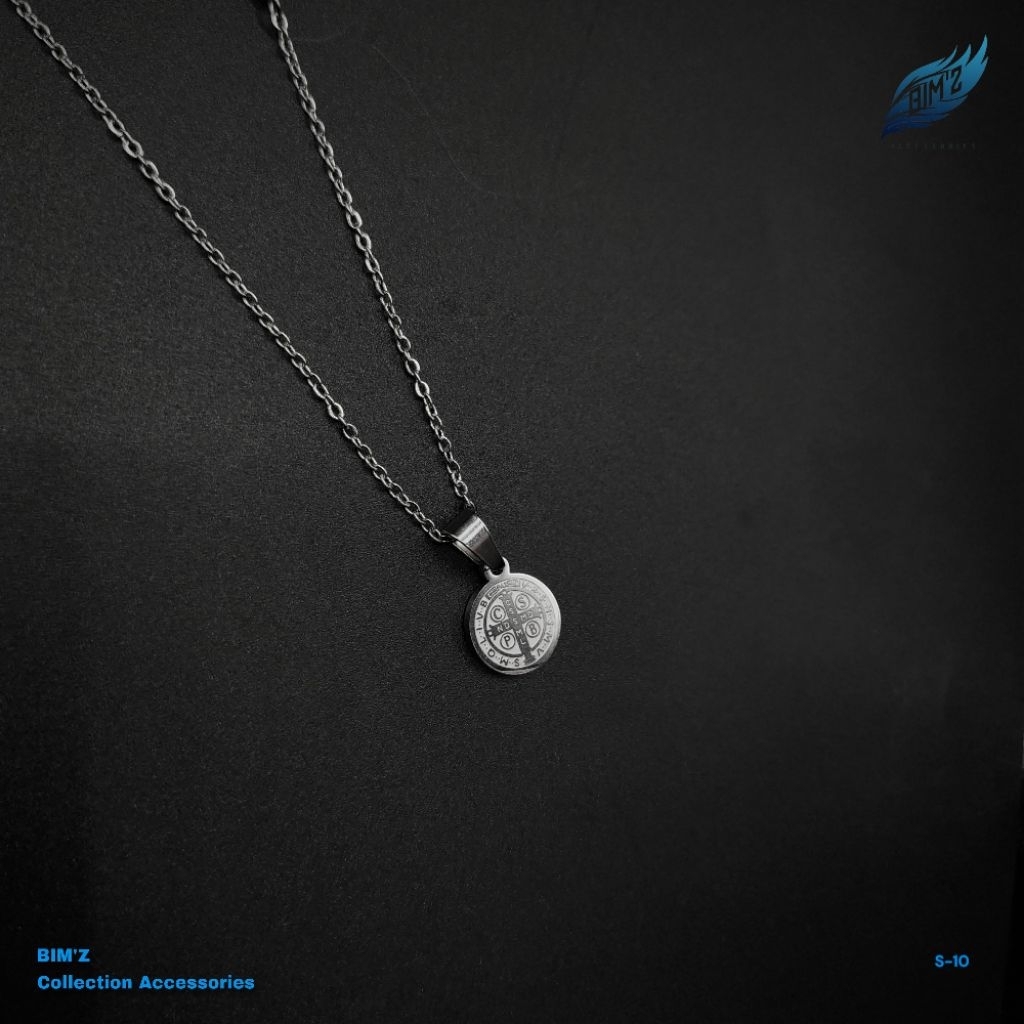 Kalung Medali Santo Benediktus (titanium)