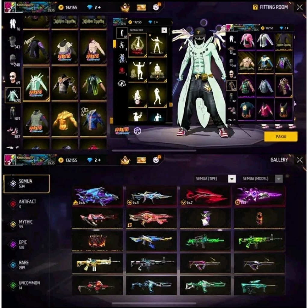 Jual akun FF,free fire SG on max on Murmer terbaru