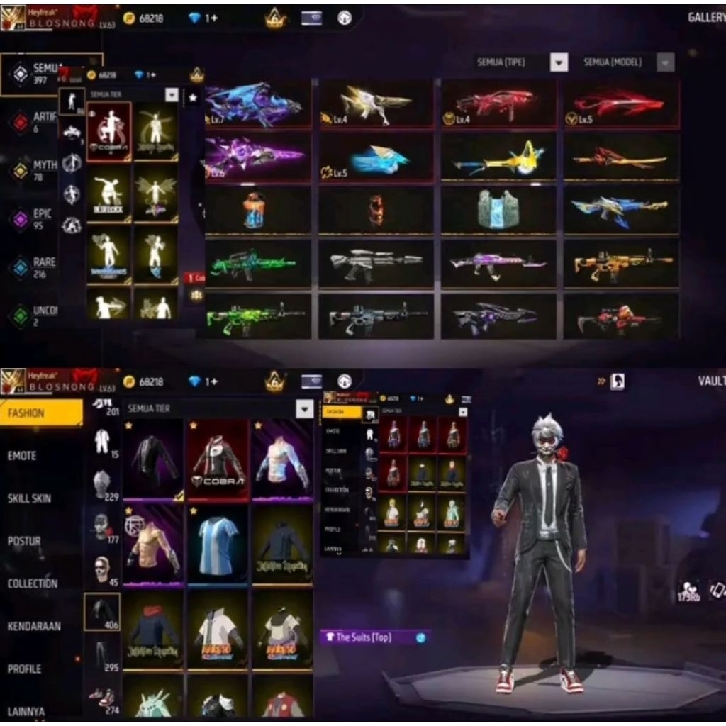Jual akun FF,free fire murah SG on max on terbaru