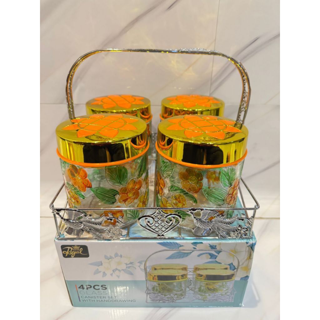 Toples  set keranjang 4 in 1 | toples kaca set