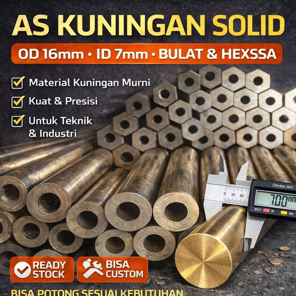 As Kuningan Murni Asli berkualitas OD 16mm ID 7mm Bulat Dan Hexsa