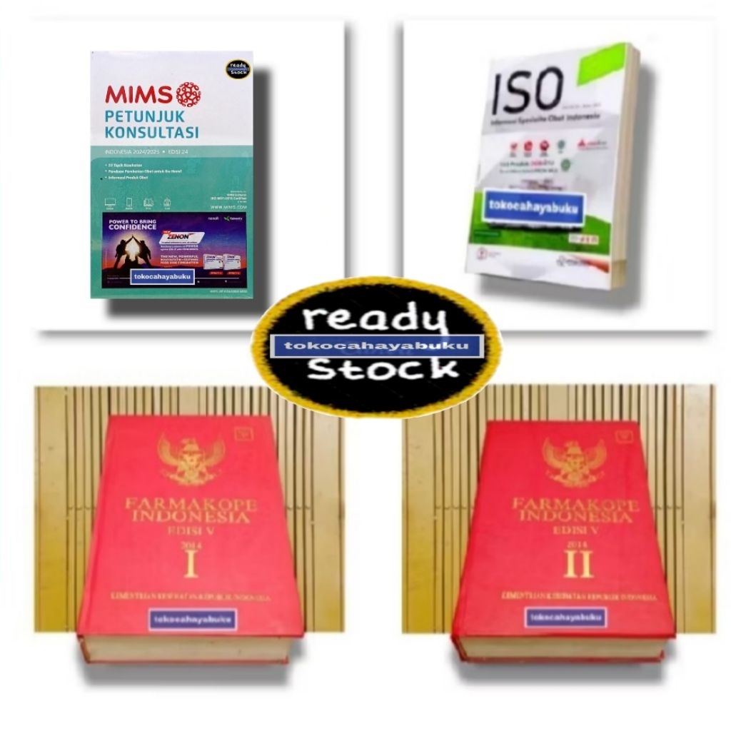 Paket 4 Buku Farmasi ; ( FI 5 ) Farmakope ed. 5 jl.1&2 , MIMS Konsultasi 2025, ISO Indonesia