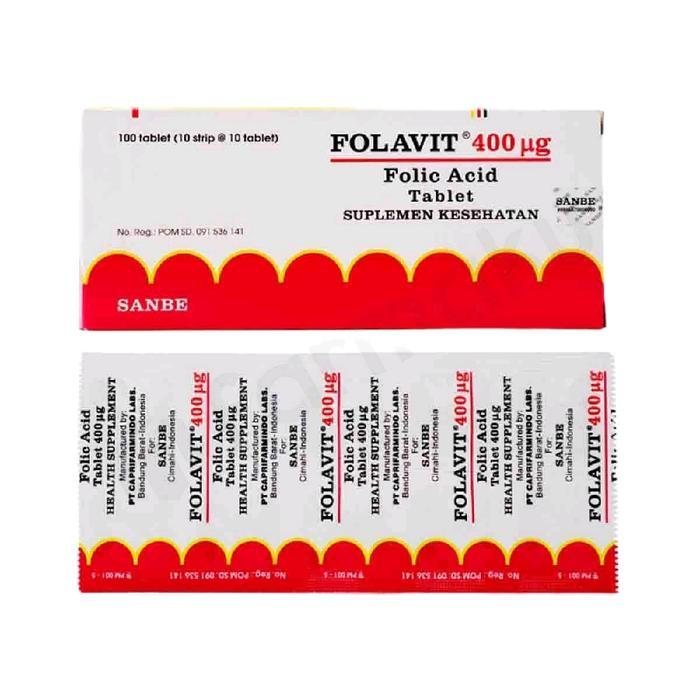 Folavit 400mcg - 100 Tablet, Suplemen Asam Folat untuk Ibu Hamil