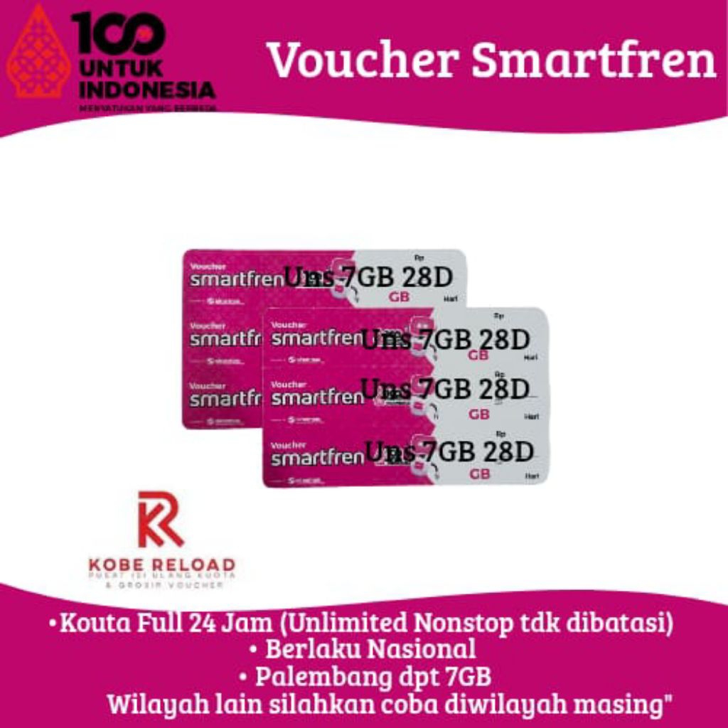 Smartfren Voucher 7GB 28hr Unlimited Nonstop