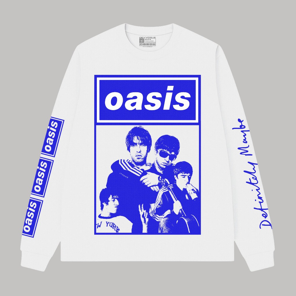 Devvogue - Oasis Full Personil Kaos Putih Lengan Panjang Rib Skena