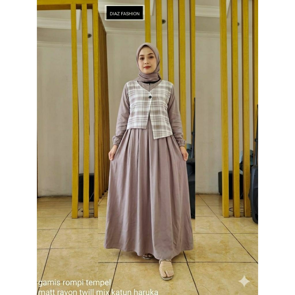 midi dress / gamis remaja/ gamis rompi/ gamis twill adem