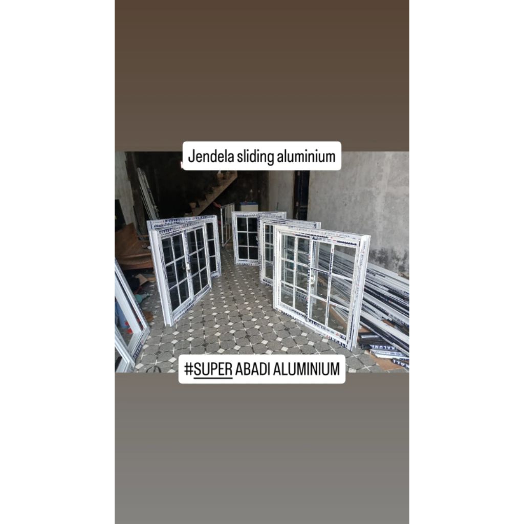 jendela bukaan geser ornamen  (sliding) aluminium ukuran T80cm x L60cm,T120×L120,T100×L100,T120×L80,