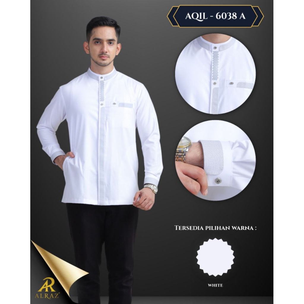 Al Raz Koko Pria Premium Putih Terbaru Lengan Panjang Baju Muslim Al Raz Koko Al Raz