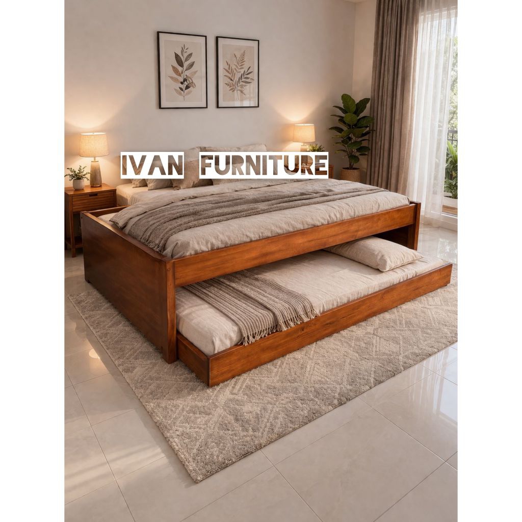 DIPAN SORONG JATI NON HEADBOARD TEMPAT TIDUR SORONG KAYU JATI NON HEADBOARD