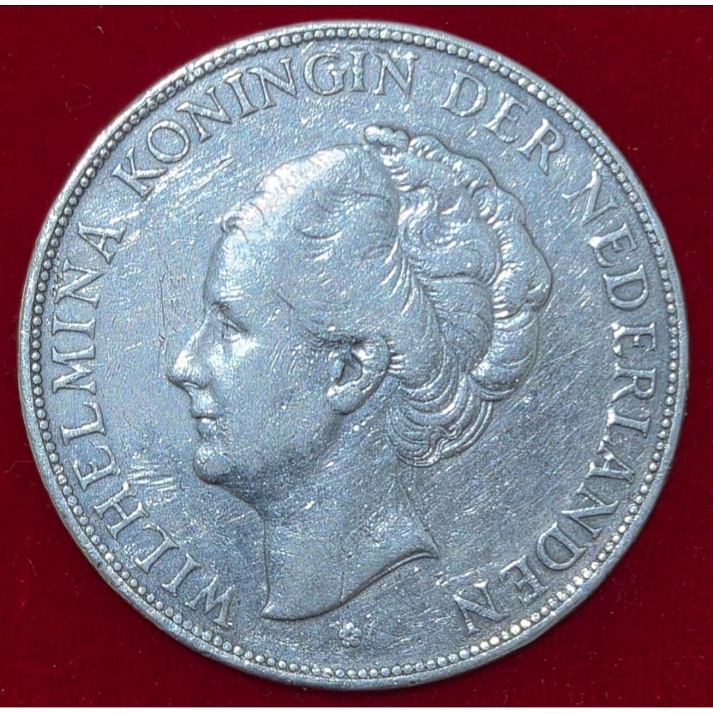Koin Perak 2½ Gulden 1930 Wilhelmina (VF)