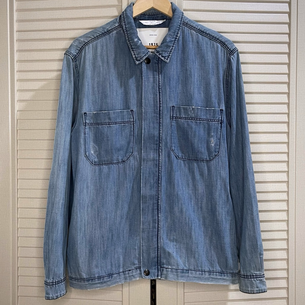 Zara Man - Denim Overshirt with Pockets - Blue - Size L