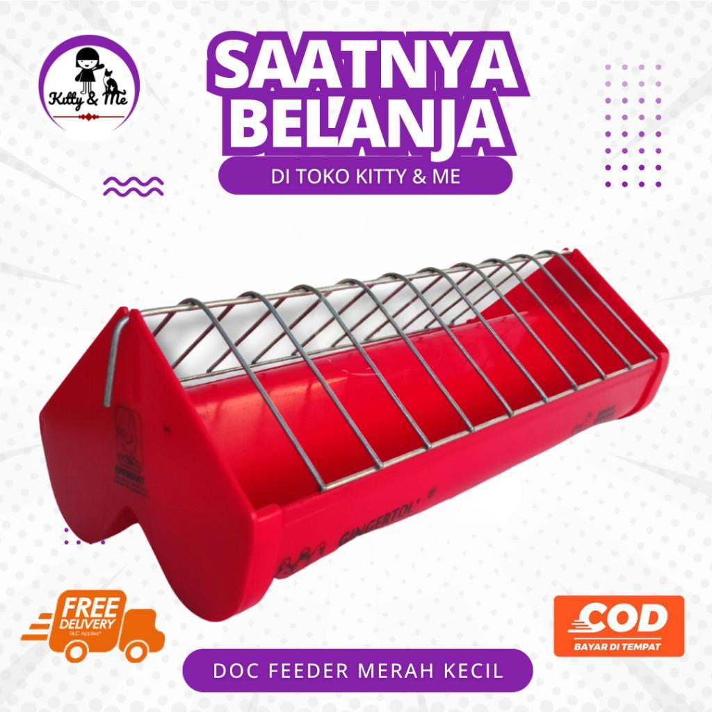 DOC FEEDER MERAH KECIL - Tempat Ransum Doc Kecil Medion - Tempat Pakan Makan Ayam
