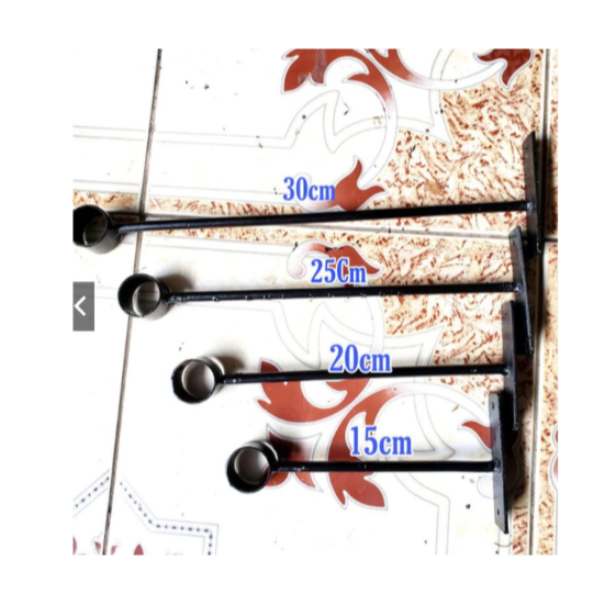 Braket Jemuran Dinding Besi Ujung Bulat - Penyangga Pipa Gorden & Baju Tempel Tembok