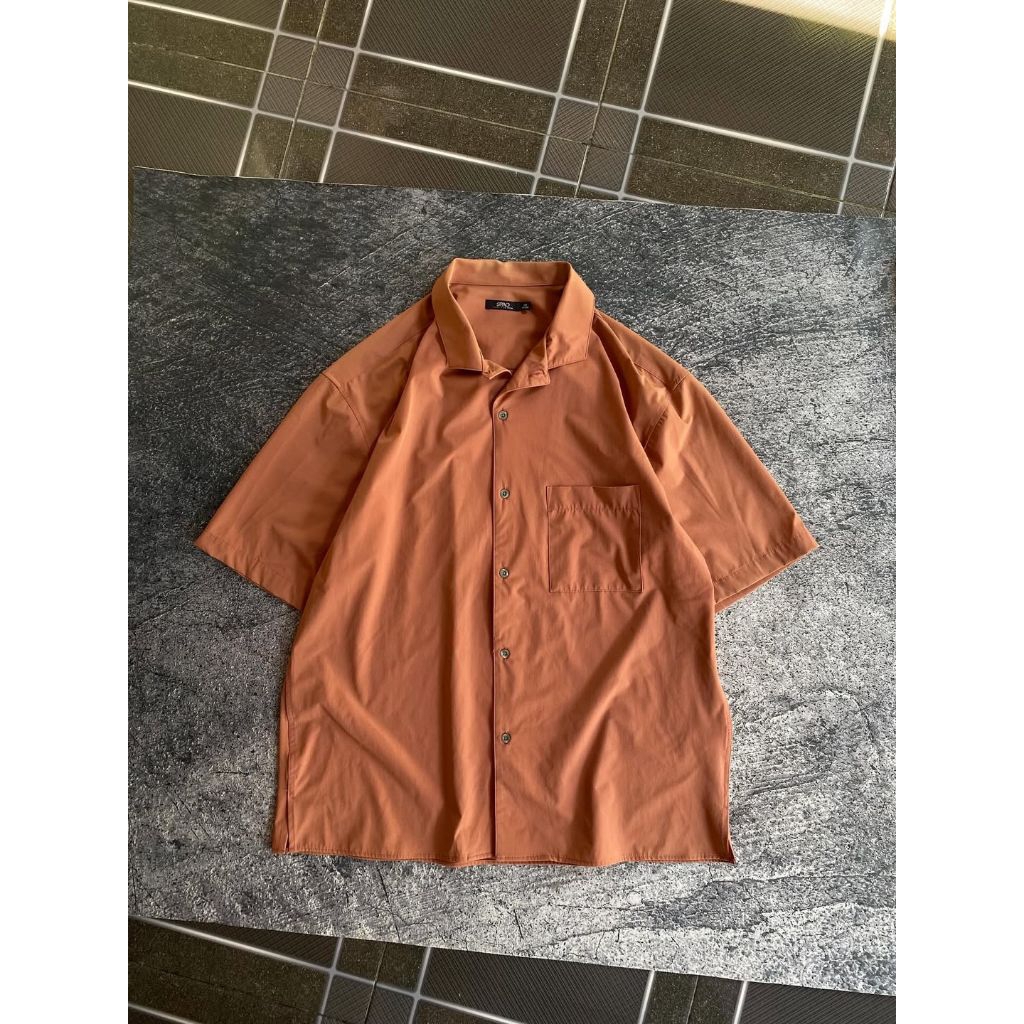 Open collar stretch relax shirt kemeja by Spao Authentic