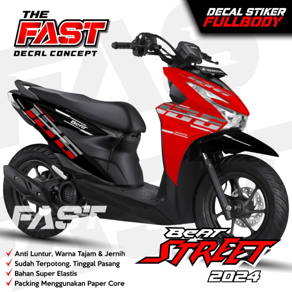 stiker Decal motor Beat street Tahun 2024 Fullbody motif simpel Keren Sticker Beat street Tahun 2024