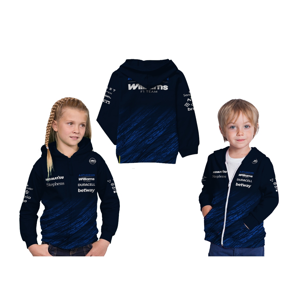 Jaket Hoodie Anak Jersey Balap Mobil F1 2026 Williams Racing New Ver Full Printing Free Custom