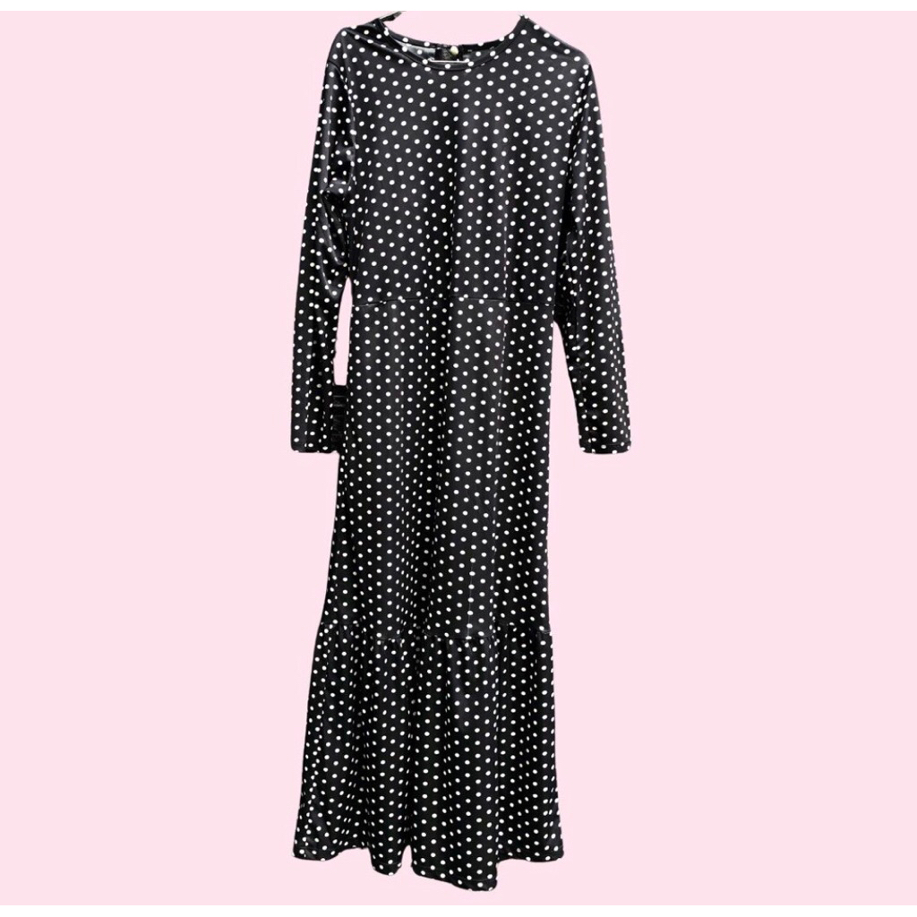 Gamis Polkadot Hitam