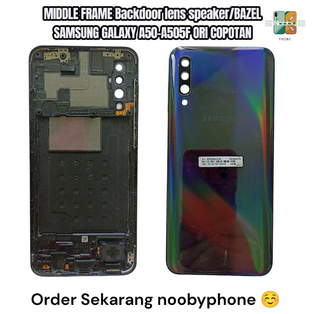MIDDLE FRAME + Backdoor + lens+ speaker / BAZEL SAMSUNG GALAXY A50 - A505F ORI COPOTAN BLUE