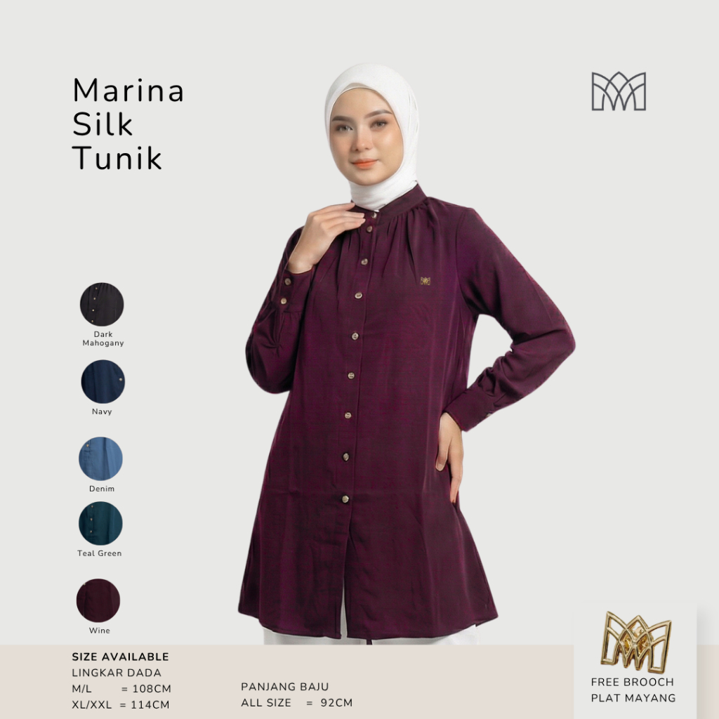 Mayang Collection - Marina Silk Luxury Tunik  Baju Wanita Busui Friendly + Free Brooch Plat Mayang